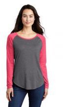 Sport-Tek � Ladies PosiCharge � Long Sleeve Tri-Blend Wicking Scoop Neck Raglan Tee